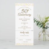 50ste trouwjubileum Hart Confetti RSVP Kaart (Staand voorkant)