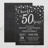 50ste trouwjubileum krijtbord zwart zilver kaart (Voorkant / Achterkant)