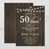 50ste trouwjubileum - Rustiek hout Kaart (Voorkant / Achterkant)