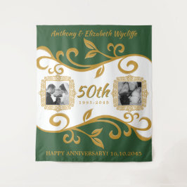 50ste trouwjubileum Uw foto's Groen Goud Wandkleed