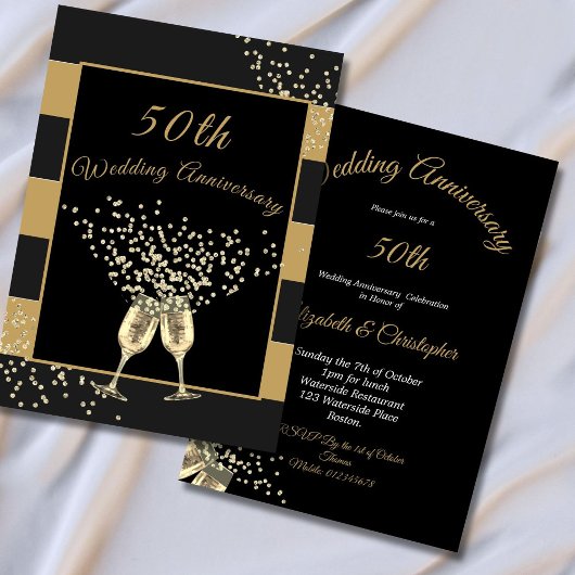 50ste trouwjubileum zwart goud chic elegant kaart