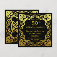 50ste trouwjubileum Zwart & Goud Keltische knoop 