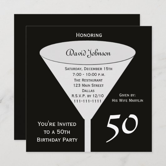 50ste Uitnodiging van het Verjaardagsfeest 50 in Z (Voorkant / Achterkant)