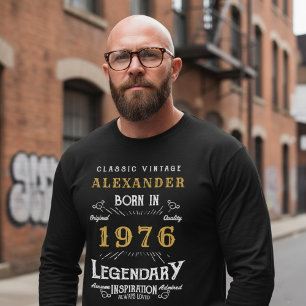 50ste verjaardag 1976 Naam toevoegen Zwart Goud Le T-shirt