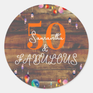 50ste verjaardag 50 en Fabulous rustieke partij Ronde Sticker