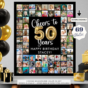 50ste verjaardag 69 Photo Collage Hoera voor 50 ja Poster