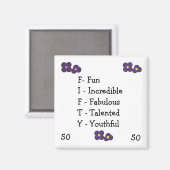 50ste verjaardag acroniem magneet (Voorkant / Achterkant)