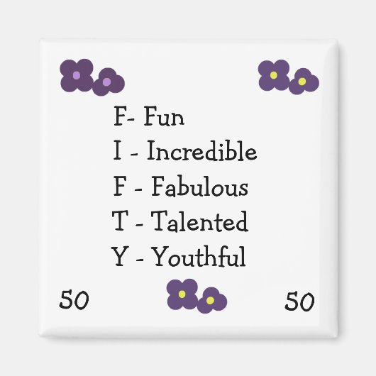 50ste verjaardag acroniem magneet (Voorkant)