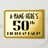 50ste verjaardag: Art Deco Kijk "50" en naam