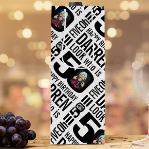 50ste verjaardag Black Look 50 aangepaste foto naa Wijn Cadeautas