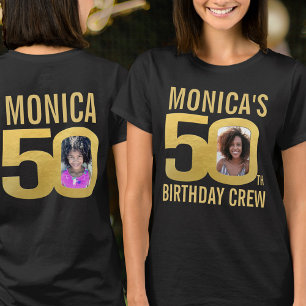 50ste verjaardag crew aangepaste naam foto leuk t-shirt