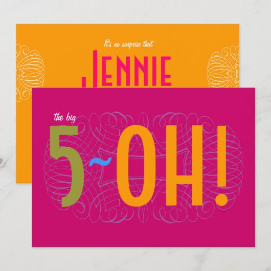 50ste verjaardag - de Grote 5-OH! Kaart (Voorkant / Achterkant)