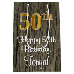 50ste verjaardag: Elegant Faux Gold Look #, Faux W Medium Cadeauzakje