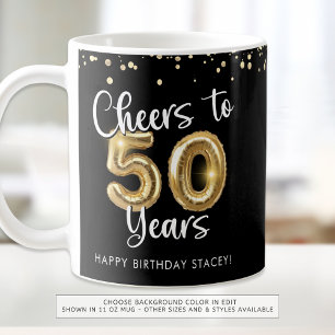50ste verjaardag gejuich voor 50 jaar zwart goud koffiemok