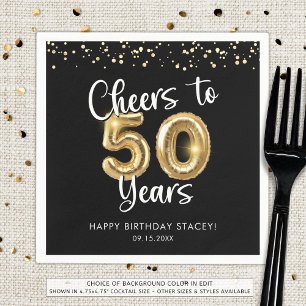 50ste verjaardag gejuich voor 50 jaar zwart goud servet
