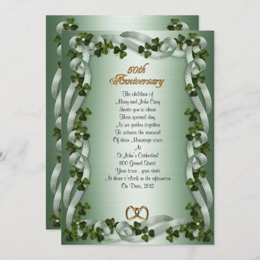 50ste verjaardag gelofte vernieuwing Ierse shamroc Kaart (Voorkant / Achterkant)