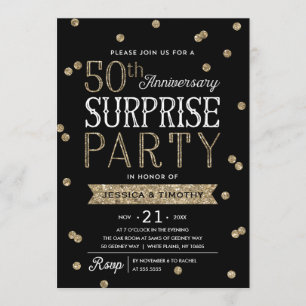 50ste verjaardag Glitter Confetti Surprise Party Kaart