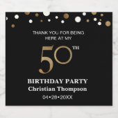 50ste verjaardag, goud en zwart thema, dank je bier etiket (Enkel label)