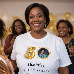 50ste verjaardag gouden foto t-shirt