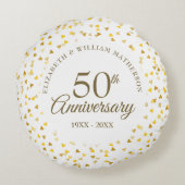 50ste verjaardag Gouden Harten Rond Kussen (Achterkant)