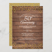 50ste verjaardag Gouden Harten Rustiek Hout Kaart (Voorkant / Achterkant)
