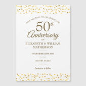 50ste verjaardag Gouden Harten Save the Date Magnetische Uitnodiging (Voorkant)