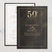 50ste verjaardag Gouden Stof Uitnodiging (Voorkant / Achterkant)