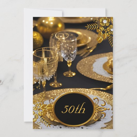50ste verjaardag Gouden Zwarte Diamanten Dinner Pa Kaart (Achterkant)