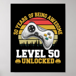 50ste verjaardag jaar Geweldige videogamer ontgren Poster