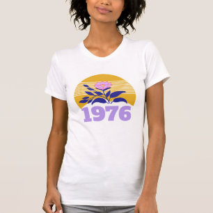 50ste verjaardag jaar zon bloemig geel modern scha t-shirt