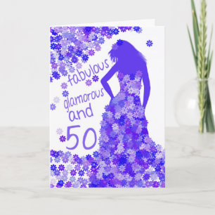50ste verjaardag Kaart - fabulous, glamoureus en 5