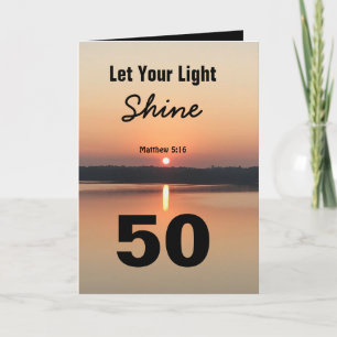50ste verjaardag Laat Uw Licht Schriftuurlijke Tek Kaart