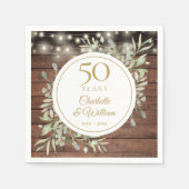 50ste verjaardag Loof Bos houten slingerlichtjes Servet (Voorkant)