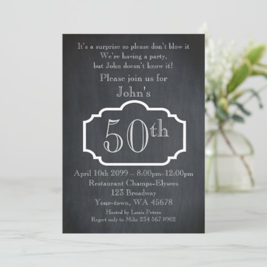 50ste,Verjaardag Man,Feest Man,elke leeftijd,Krijt Kaart (Staand voorkant)