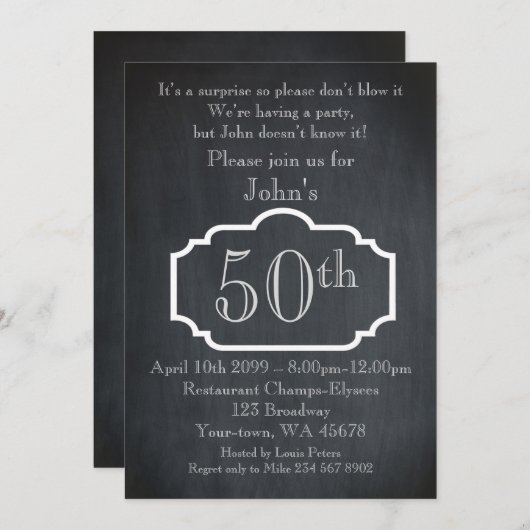 50ste,Verjaardag Man,Feest Man,elke leeftijd,Krijt Kaart (Voorkant / Achterkant)