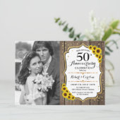 50ste verjaardag met foto - Houten zonnebloemen Kaart (Staand voorkant)