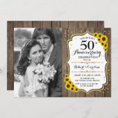 50ste verjaardag met foto - Houten zonnebloemen Kaart (Voorkant / Achterkant)