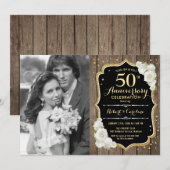 50ste verjaardag met foto - rustiek hout kaart (Voorkant / Achterkant)
