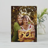 50ste verjaardag Modern Folie Uitnodiging (Staand Voorkant)