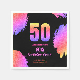 50ste verjaardag Neon Pink Glitter Party Servet