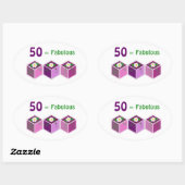 50ste verjaardag ovale sticker (Vel)