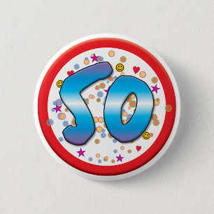 50ste verjaardag ronde button 5,7 cm