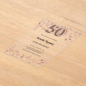 50ste verjaardag roos Gold Stars Clear Party Acryl Uitnodigingen (Laagn)