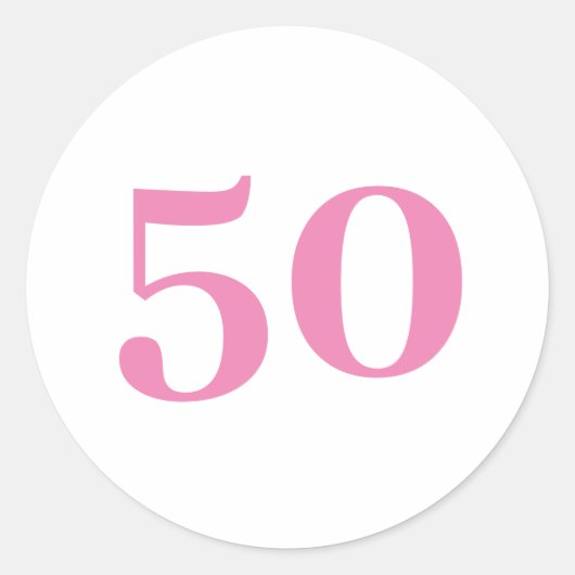 50ste verjaardag roze aangepaste leeftijd nummer v ronde sticker (Voorkant)