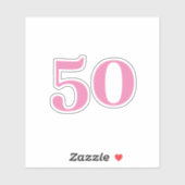 50ste verjaardag roze aangepaste leeftijd nummer v sticker (Vel)