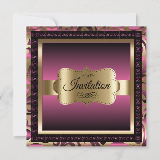 50ste verjaardag | Roze metallic en goud Kaart (Voorkant)