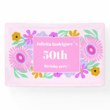 50ste verjaardag roze moderne cute bloemrijke chic