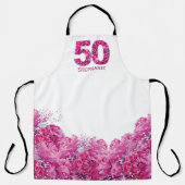 50ste verjaardag schort roze schort 50 jaar pioen (Voorkant)