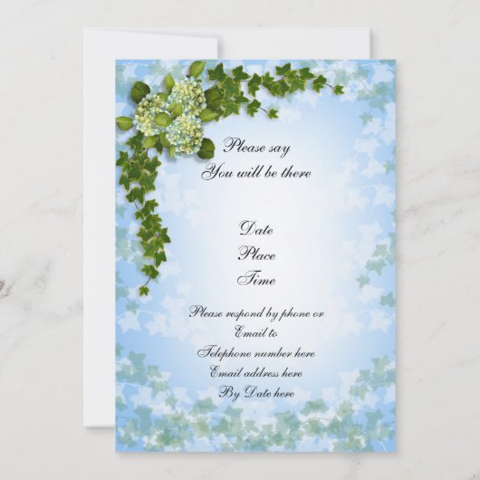 50ste verjaardag uitnodiging Hortensia's en ik (Achterkant)