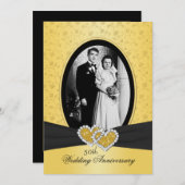 50ste verjaardag Uitnodiging Joined Hearts II (Voorkant / Achterkant)